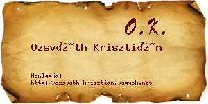 Ozsváth Krisztián névjegykártya